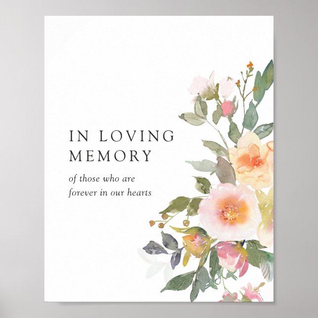 Poster Mariage Rustique Floral Printemps En Mémoire Amour (Devant)