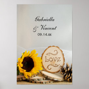 Poster Mariage rustique Tournesol