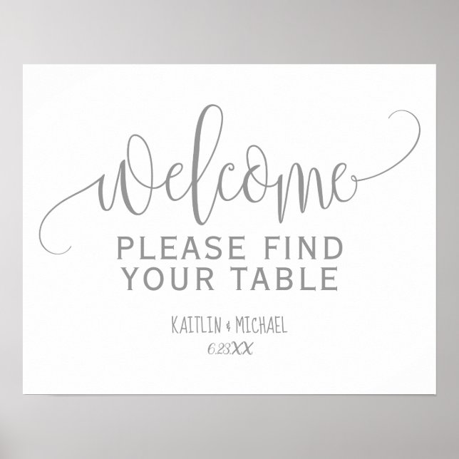 Poster Mariage rustique Trouvez votre panneau de table (G (Devant)