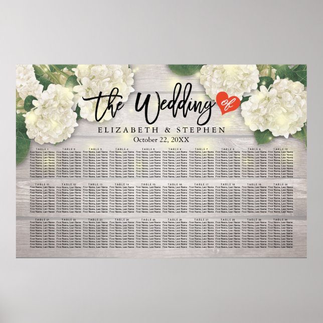 Poster Mariage Sièges Graphique Fleurs Chaîne Lumières Bo (Devant)