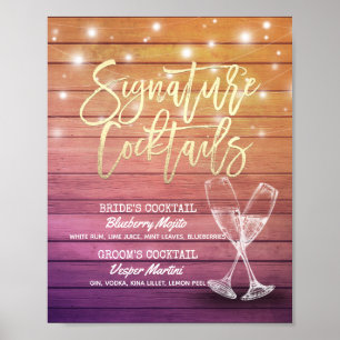 Poster Mariage Signature Boisson Menu Champagne Verre Boi