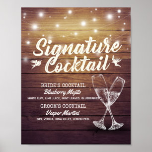 Poster Mariage Signature Boisson Menu Champagne Verre Boi
