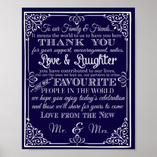 Poster Mariage signe merci de nouveau Mr & Mrs.
