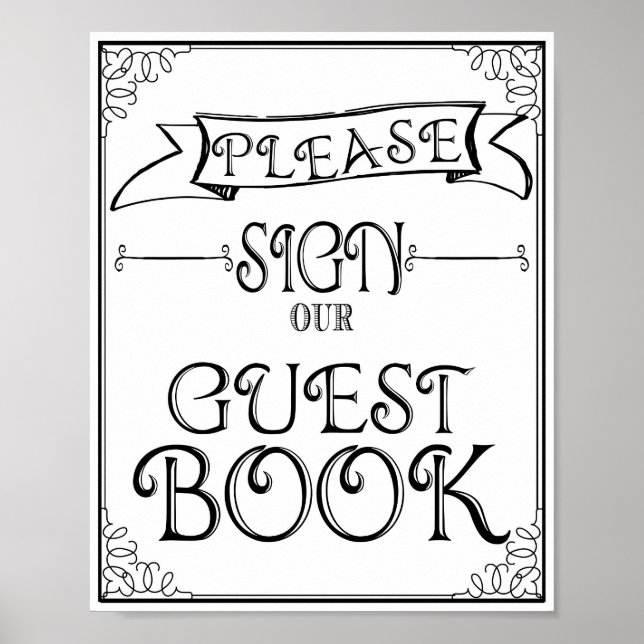 Poster Mariage signe S'il vous plaît signer notre livre d (Devant)