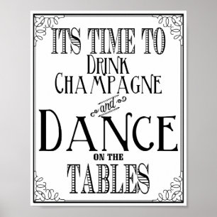 Poster Mariage signe Son Temps pour boire du champagne et