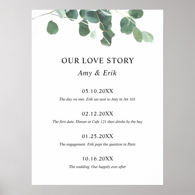 Poster Mariage Signer Notre Histoire D'Amour Chronologie  (Devant)