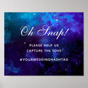 Poster Mariage spatial. Nuit étoilée. Hashtag instagram d
