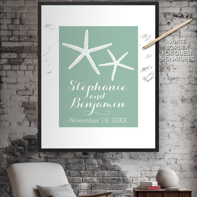Poster Mariage Starfish avec mariée personnalisée Groom e (Créateur téléchargé)