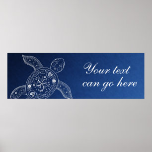 Poster Mariage sur la plage bleue avec tortue de mer hawa