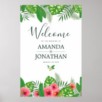 Mariage tropical aquarelle Bienvenue