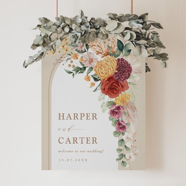 Poster Mariage Tropical Bohème Champêtre Floral de Bienve (Créateur téléchargé)
