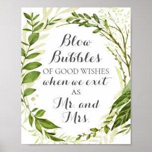 Poster Mariage vert bulles de bons voeux Signé, Russe