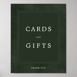 Poster Mariage vert simple élégante carte et signe cadeau