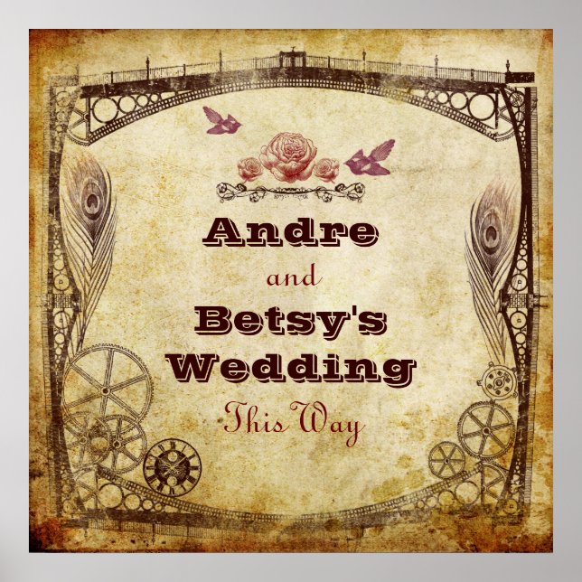 Poster Mariage victorien Steampunk : "Cette voie" (Devant)