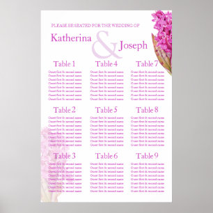 Poster Mariage violet orchidée Planificateur de table 1-9