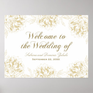 Poster Mariage Welcome or Elegant Peony Floral
