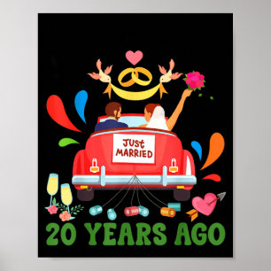 Poster Marié il y a 20 ans couple drôle 20e anniversaire