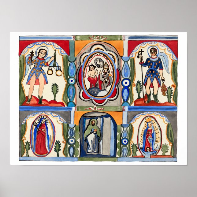 Poster Marie Jésus Christ Art religieux populaire Peintur (Devant)