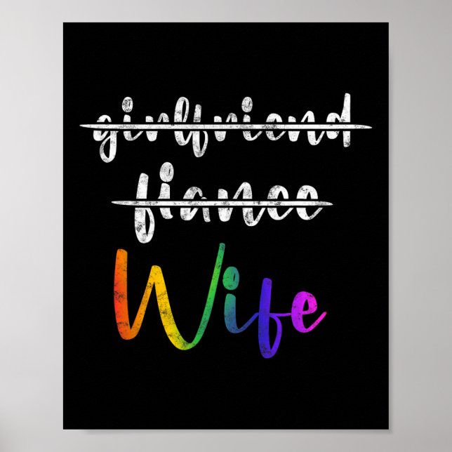 Poster Marié Lgbt Mariage Fête de mariage Lesbienne Femme (Devant)