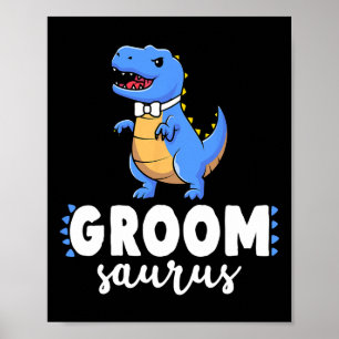 Poster Marié Saurus Dinosaure Fiançailles Mariage Couple 