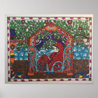 Poster mariée choisie en palanquin de style Madhubani
