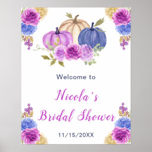 Poster Mariée Citrouille de couleur violet et bleu marine