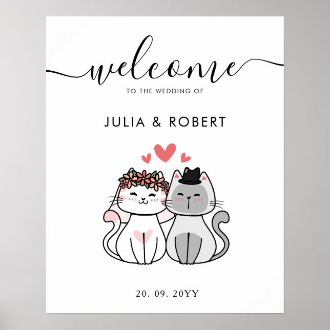 Poster Mariée De Chat Cute Et Mariage De Groom (Devant)