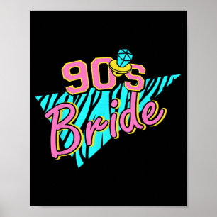 Poster Mariée des années 90 Demoiselle d'honneur Rétro Éq