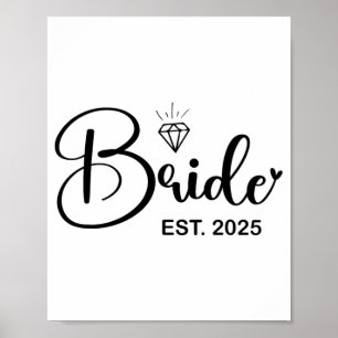 Poster Mariée Est. Bache de la fête de la mariée Mariage 