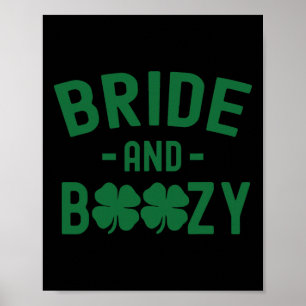 Poster Mariée et irlandais ivre St Patrick drôle Shamr