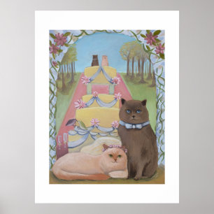 Poster Mariée et Marié Chat Art Print de Mariage