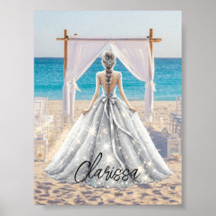 Poster Mariée Mariage Jour Plage Mariage Fancy Gown