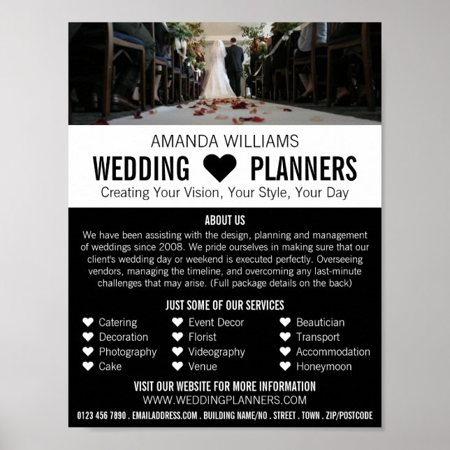Poster Mariée & Salle, Mariage Planificateur d'événements (Devant)