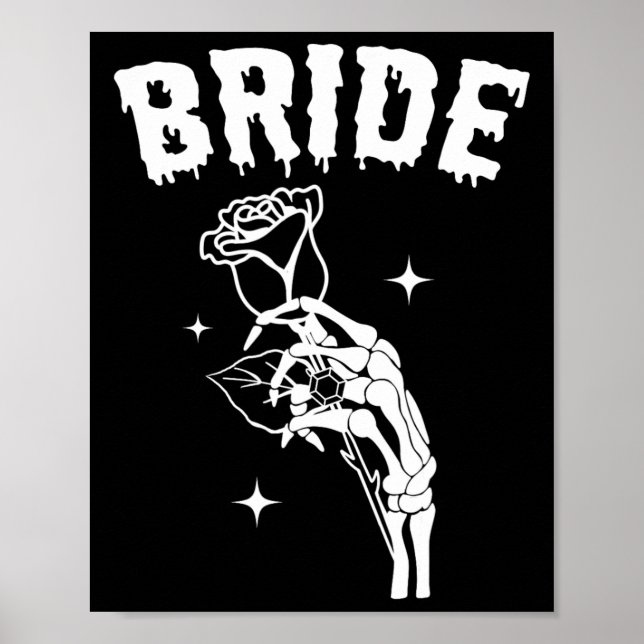 Poster Mariée Skeleton Mariage main Halloween Couples Mat (Devant)