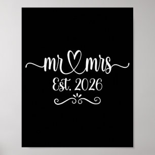 Poster Mariés monsieur et madame sont 2026 mariage mari
