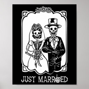 Poster Mariés squelette mariée marié Halloween couple