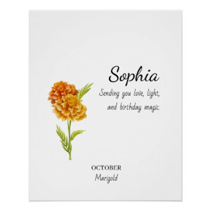 Poster Marigold d'octobre Anniversaire Personnalisé