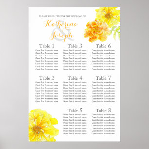 Poster Marigold jaune Mariage Siège Planificateur de tabl