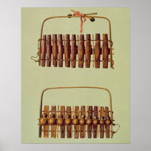 Poster Marimba, vue avant et arrière, sud-africain, de