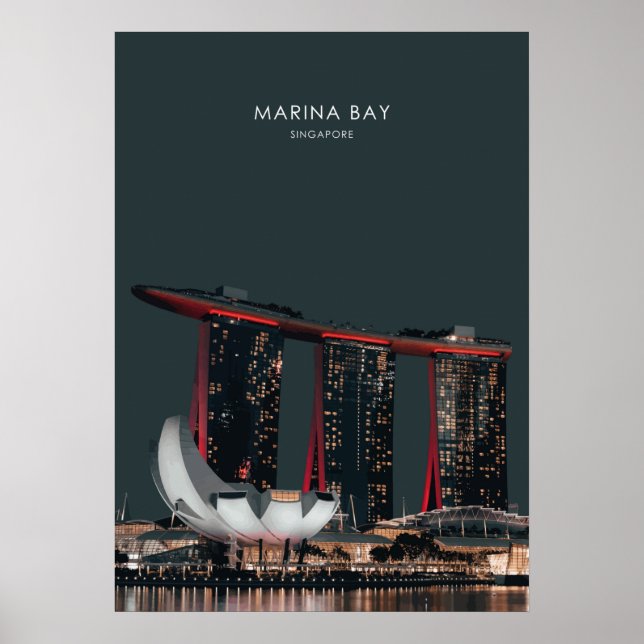 Poster Marina Bay, Singapore Travel Art (Devant)