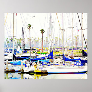 Poster Marina de bateaux à voile Photographie Art Imprime