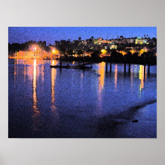 Poster Marina de San Pedro à l'aquarelle de nuit (Devant)