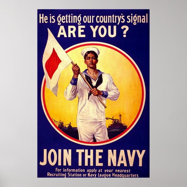 Poster Marine américaine vintage ~ WW1 (Devant)