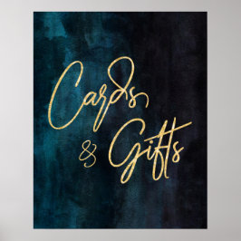 Poster Marine Aquarelle bleue & Gold Mariages Cartes et C