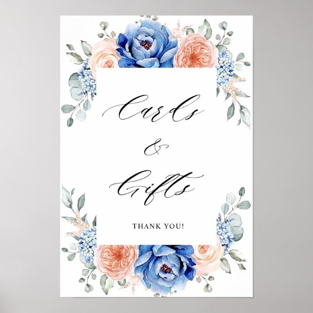 Poster Marine Ardoise bleu Dusty Blush Cartes et Cadeaux (Devant)
