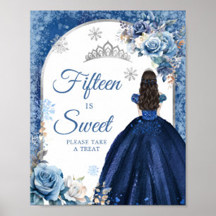 Poster Marine Bleu Argent Magique Hiver Quinze est doux