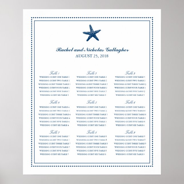 Poster Marine Bleu Graceful Starfish 20 x 24 Seating Char (Devant)