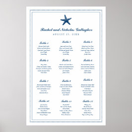 Poster Marine Bleu Graceful Starfish 24 x 36 Carte de siè