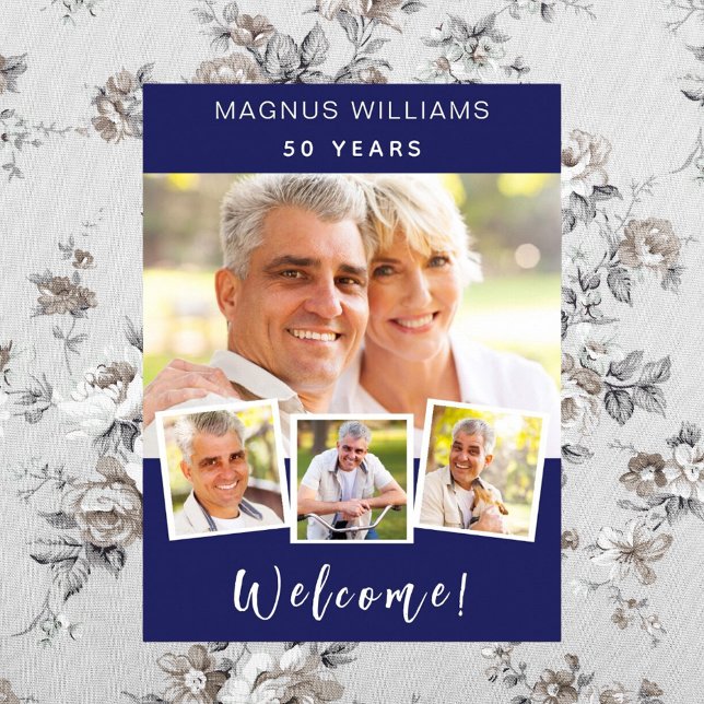 Poster Marine bleu photo collage anniversaire fête bienve (Créateur téléchargé)