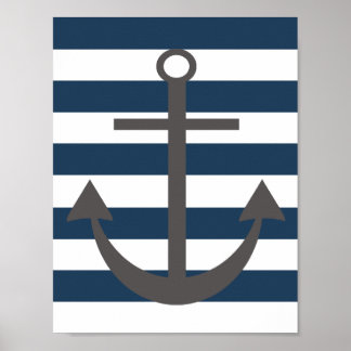 Poster Marine Blue and Grey Ancre Nursery Print